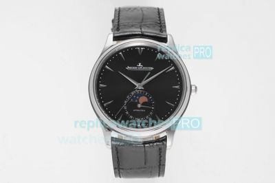 Swiss Replica Jaeger-LeCoultre Master Ultra Thin Moon Phase Watch 39mm SS Black Face